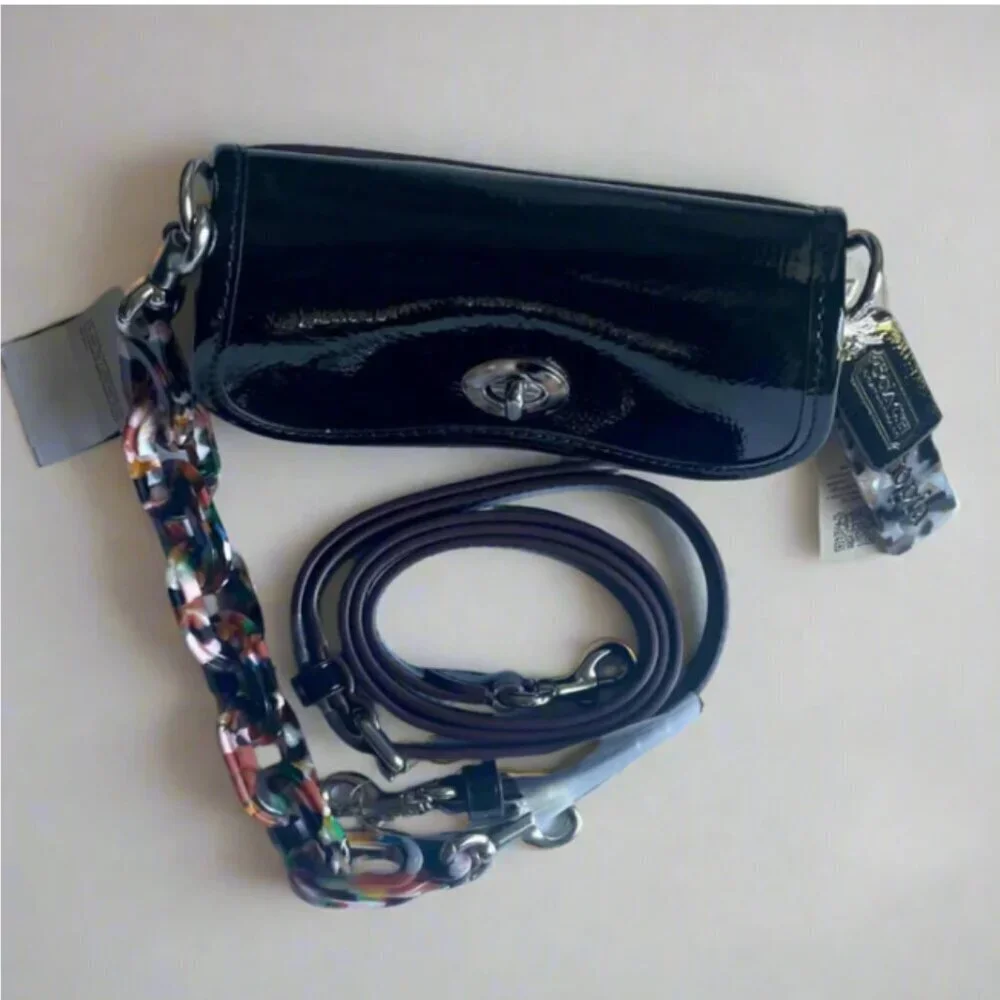 Coach Coachtopia Mini Wavy Dinky Bag CQ853 Black Patent Crossbody